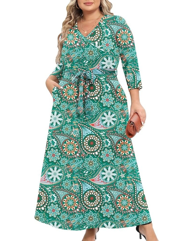 Plus Size Dresses Long Sleeve for Women| Plus Size Maxi Dress with Pockets |Plus Size Casual Floral Dress Sunflower Green $19...