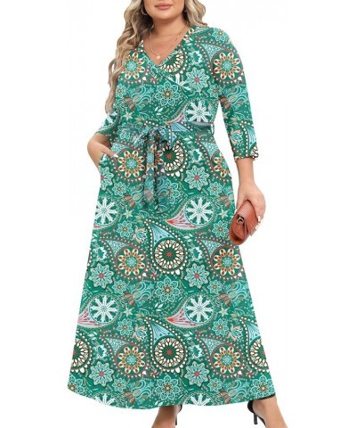 Plus Size Dresses Long Sleeve for Women| Plus Size Maxi Dress with Pockets |Plus Size Casual Floral Dress Sunflower Green $19...