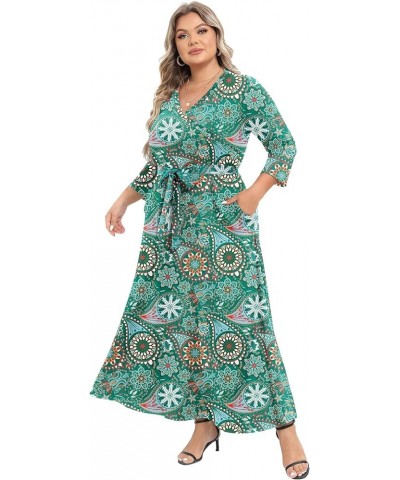 Plus Size Dresses Long Sleeve for Women| Plus Size Maxi Dress with Pockets |Plus Size Casual Floral Dress Sunflower Green $19...