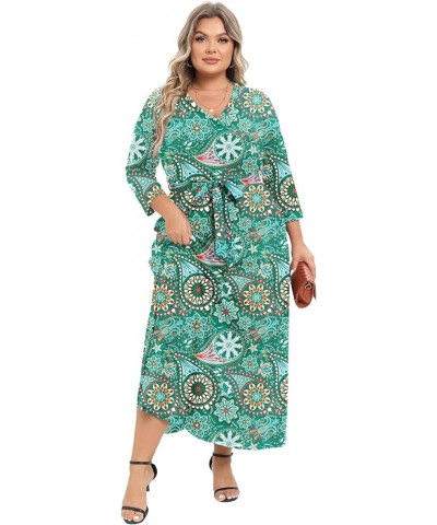 Plus Size Dresses Long Sleeve for Women| Plus Size Maxi Dress with Pockets |Plus Size Casual Floral Dress Sunflower Green $19...