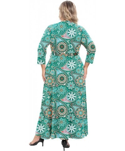 Plus Size Dresses Long Sleeve for Women| Plus Size Maxi Dress with Pockets |Plus Size Casual Floral Dress Sunflower Green $19...