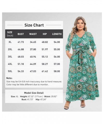 Plus Size Dresses Long Sleeve for Women| Plus Size Maxi Dress with Pockets |Plus Size Casual Floral Dress Sunflower Green $19...