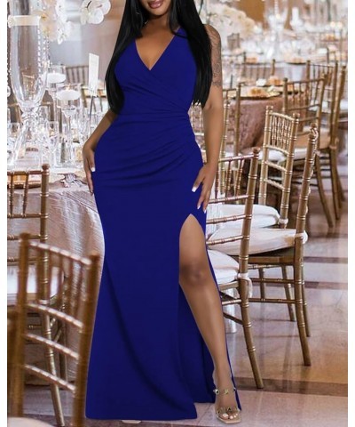 Sexy Formal Dress for Women Ruched Off Shoulder Club Cocktail Bodycon Evening Gown Maxi Long Dresses 05503blue $10.25 Dresses