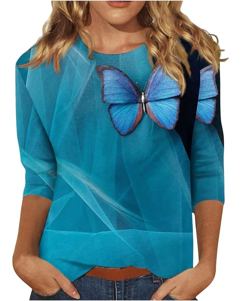 Women's Woman Blouses and Tops Cute Print Graphic Tees Blouses Casual Plus Size Basic Tops Pullover Tops 1-cyan $10.14 T-Shirts