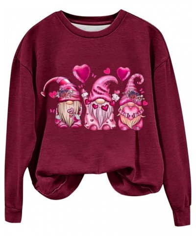 Valentines Day Sweatshirts for Women Trendy Love Printed Crewncek Pullover Casual Oversized Valentines Shirts A016-wine $9.27...