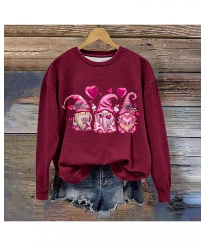 Valentines Day Sweatshirts for Women Trendy Love Printed Crewncek Pullover Casual Oversized Valentines Shirts A016-wine $9.27...