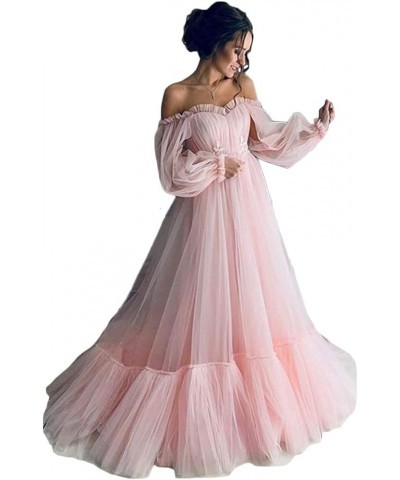 Women's Sheer Waist Fishbone Symmetrical Peplum Long Prom Dress A Pink $57.50 Dresses