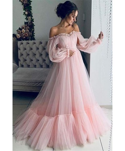 Women's Sheer Waist Fishbone Symmetrical Peplum Long Prom Dress A Pink $57.50 Dresses