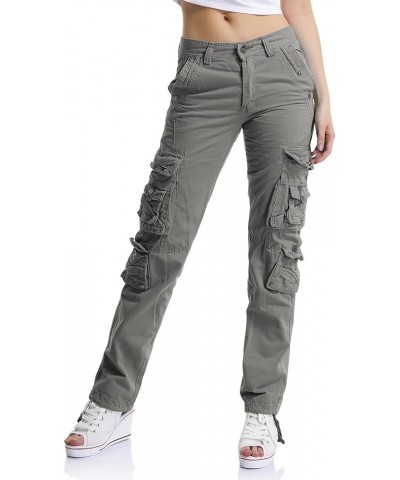 Women's Cotton Casual Cargo Work Pants High Waisted Travel Hiking Baggy Y2K with Multi Pockets Grey $17.20 Activewear