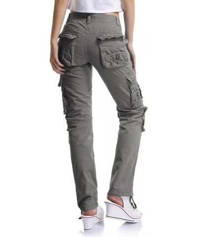 Women's Cotton Casual Cargo Work Pants High Waisted Travel Hiking Baggy Y2K with Multi Pockets Grey $17.20 Activewear