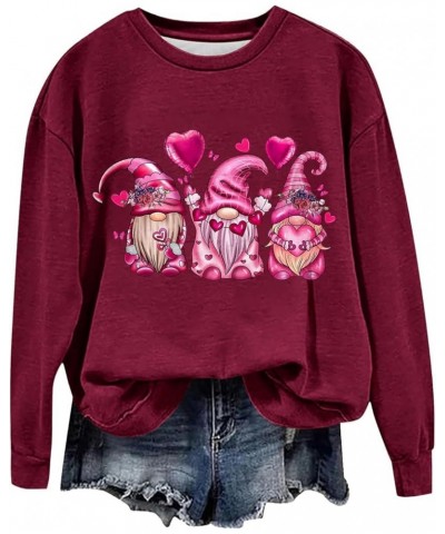 Valentines Day Sweatshirts for Women Trendy Love Printed Crewncek Pullover Casual Oversized Valentines Shirts A016-wine $9.27...