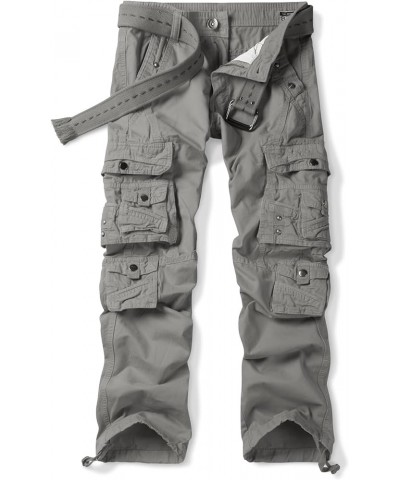 Women's Cotton Casual Cargo Work Pants High Waisted Travel Hiking Baggy Y2K with Multi Pockets Grey $17.20 Activewear