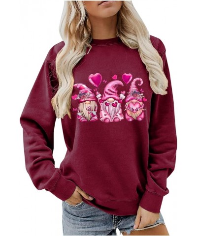 Valentines Day Sweatshirts for Women Trendy Love Printed Crewncek Pullover Casual Oversized Valentines Shirts A016-wine $9.27...