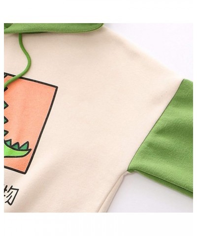 Graphic Hoodies for Women Trendy Casual Drawstring Sweatshirt Dinosaur Color Block Sweaters Fall Long Sleeve Pullover A03-gre...