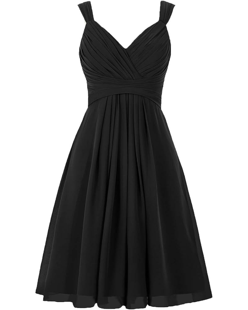 Bridesmaid Dresses Short Prom Dress Chiffon Simple Party Dress for Junior Bridesmaid Dress Black $49.55 Dresses