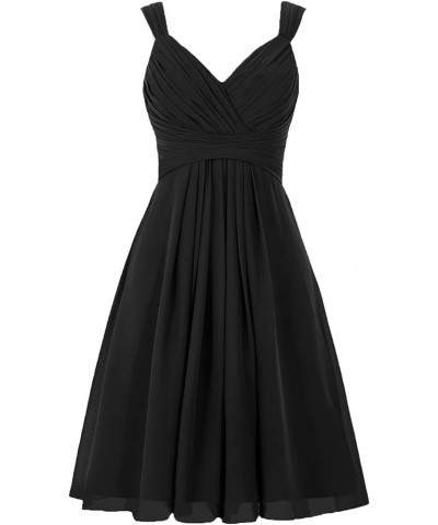 Bridesmaid Dresses Short Prom Dress Chiffon Simple Party Dress for Junior Bridesmaid Dress Black $49.55 Dresses