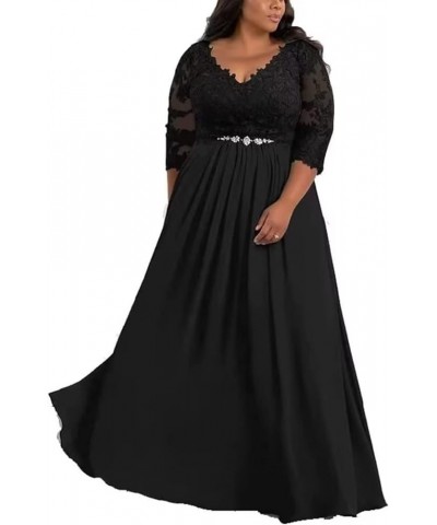 V-Neck Lace Mother of The Bride Dresses with Sleeves Chiffon Wedding Guest Dresses for Women Long Mother of The Groom Dresses...