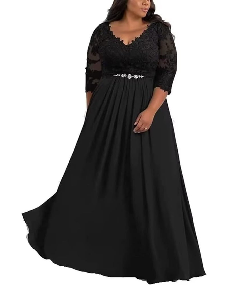 V-Neck Lace Mother of The Bride Dresses with Sleeves Chiffon Wedding Guest Dresses for Women Long Mother of The Groom Dresses...