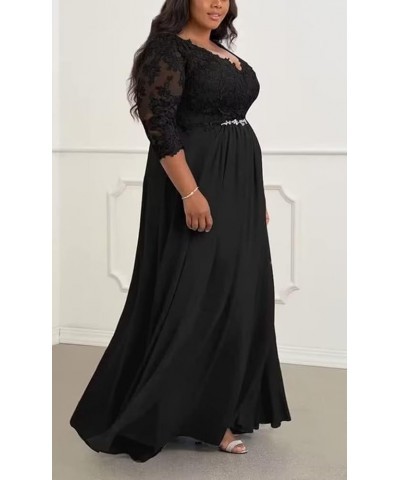 V-Neck Lace Mother of The Bride Dresses with Sleeves Chiffon Wedding Guest Dresses for Women Long Mother of The Groom Dresses...