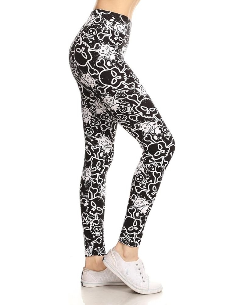 Women's High Waisted Buttery Soft Skull & Halloween Print Leggings (Available in Plus Size) 3" Yoga Lady Bane $8.92 Leggings