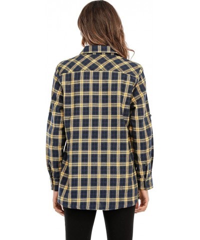 Womens Flannels Long/Roll Up Sleeve Button Down Plaid Shirts Yellow $16.42 Blouses