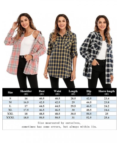 Womens Flannels Long/Roll Up Sleeve Button Down Plaid Shirts Yellow $16.42 Blouses