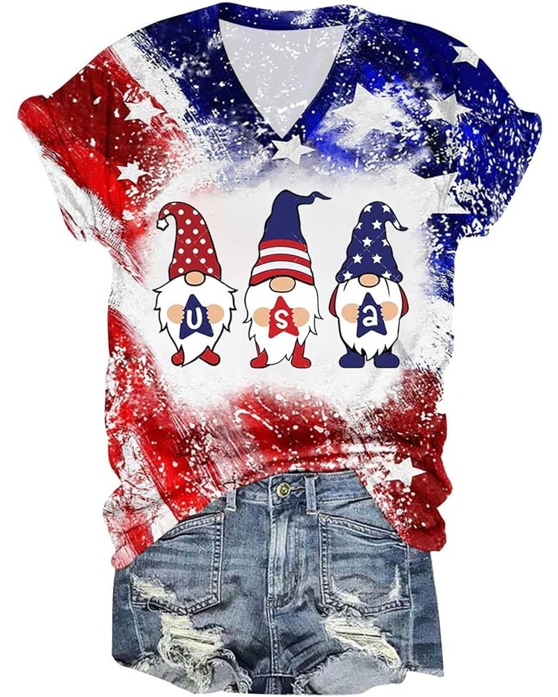 Women's American Flag Outfits Graphic July 4th Tops Oversized Short Sleeve Patriotic T-Shirt 4th of July T-Shirts Red $4.29 A...