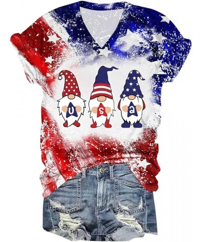 Women's American Flag Outfits Graphic July 4th Tops Oversized Short Sleeve Patriotic T-Shirt 4th of July T-Shirts Red $4.29 A...