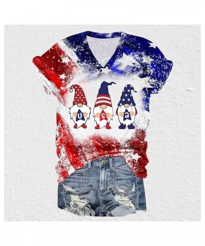 Women's American Flag Outfits Graphic July 4th Tops Oversized Short Sleeve Patriotic T-Shirt 4th of July T-Shirts Red $4.29 A...