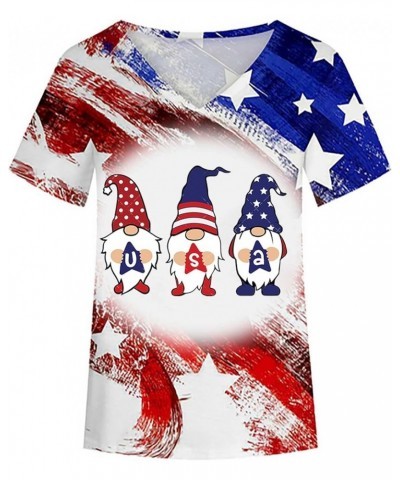 Women's American Flag Outfits Graphic July 4th Tops Oversized Short Sleeve Patriotic T-Shirt 4th of July T-Shirts Red $4.29 A...