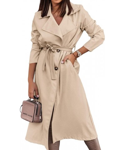 Women's Trench Coat Long Double-Breasted Spring Fall Fashion 2024 Classic Lapel Overcoat Outerwear With Belt Beige $34.44 Jac...