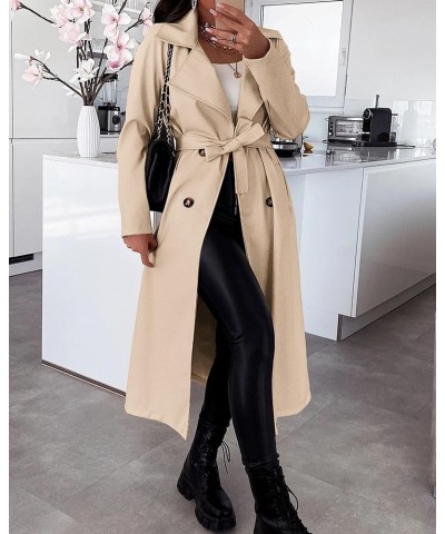 Women's Trench Coat Long Double-Breasted Spring Fall Fashion 2024 Classic Lapel Overcoat Outerwear With Belt Beige $34.44 Jac...