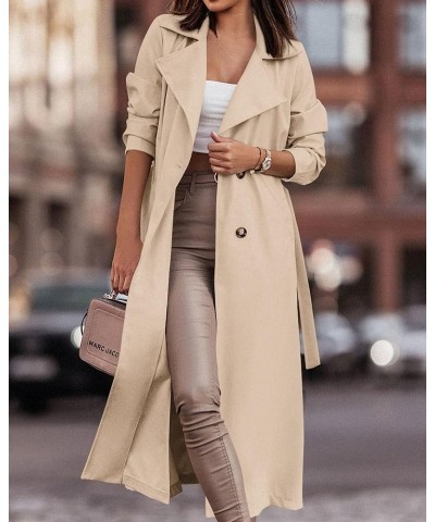 Women's Trench Coat Long Double-Breasted Spring Fall Fashion 2024 Classic Lapel Overcoat Outerwear With Belt Beige $34.44 Jac...