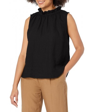 Women's Nova Woven Linen Top Black $29.83 Blouses