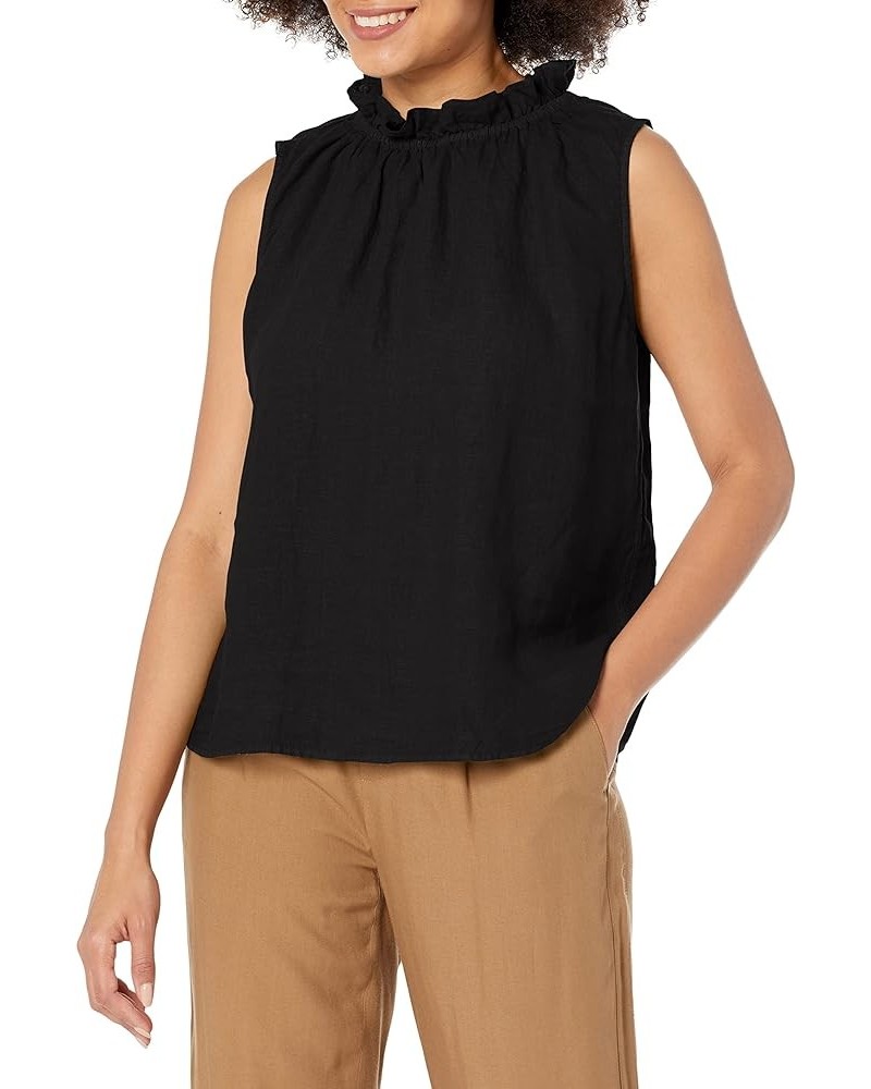 Women's Nova Woven Linen Top Black $29.83 Blouses