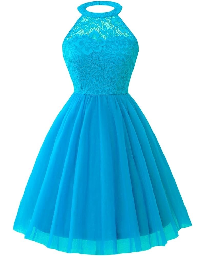 Tulle Homecoming Dresses Bridesmaid Dress Short Prom Gowns Halter Cocktail Dresses Ocean Blue $30.00 Dresses