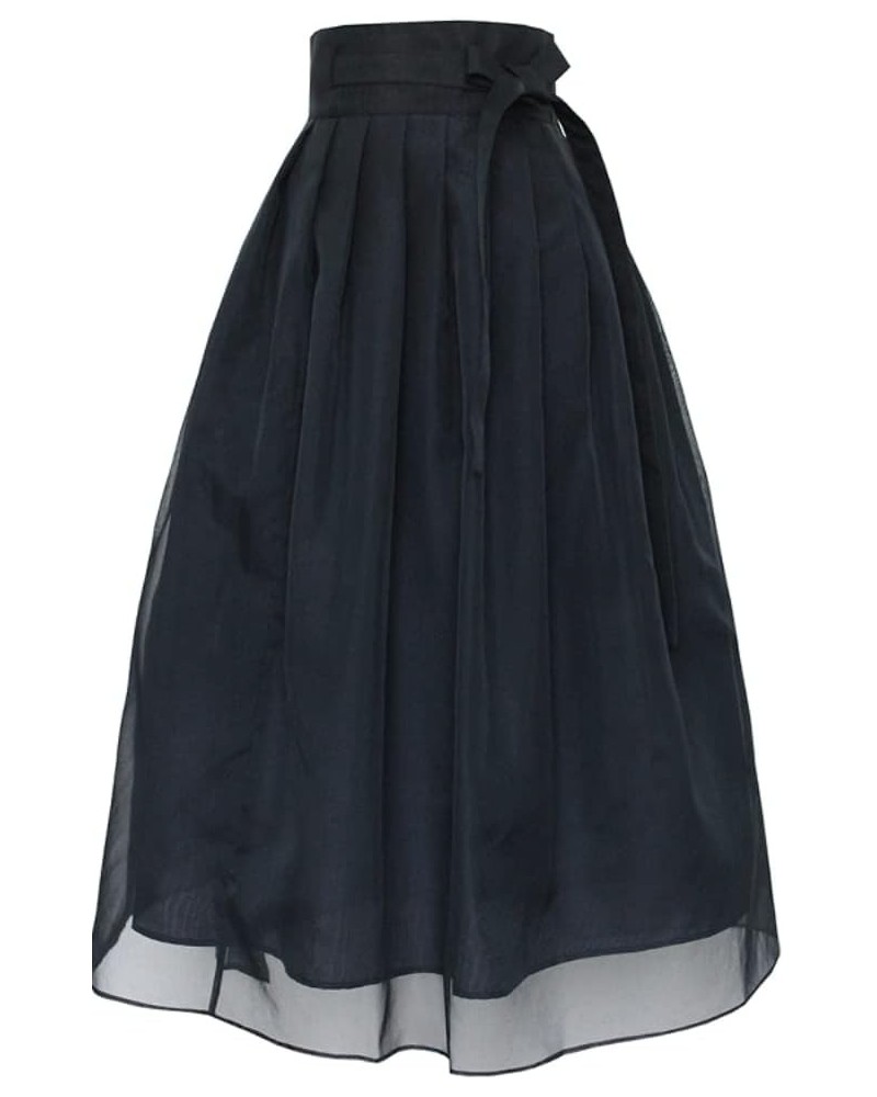 Women's Modern Hanbok Basic Chiffon Wrap Skirt Smushy Black $54.57 Skirts