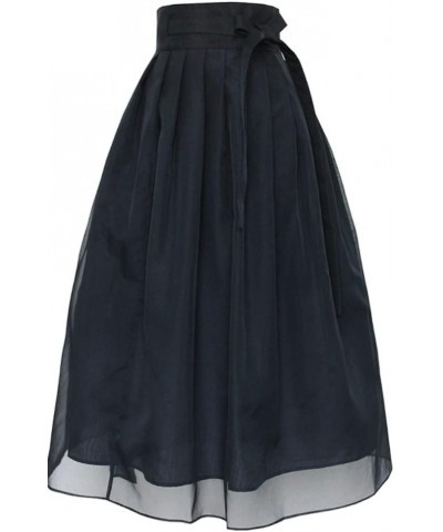 Women's Modern Hanbok Basic Chiffon Wrap Skirt Smushy Black $54.57 Skirts