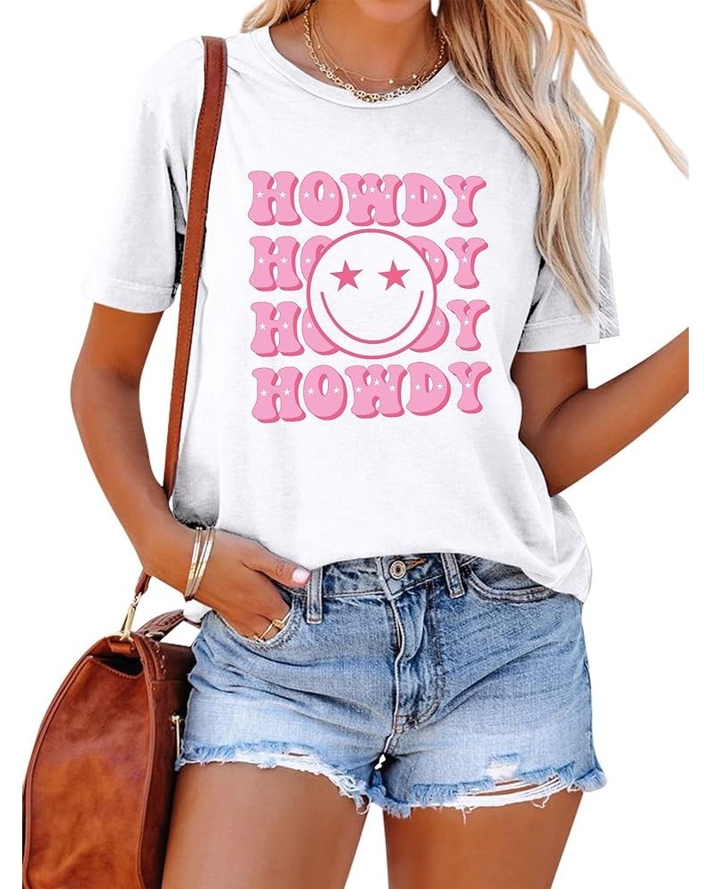 Howdy Happy Graphic Sweatshirt Hip Hop Letter Printing Crew Neck Pullover For Women Z1-white $13.64 Hoodies & Sweatshirts