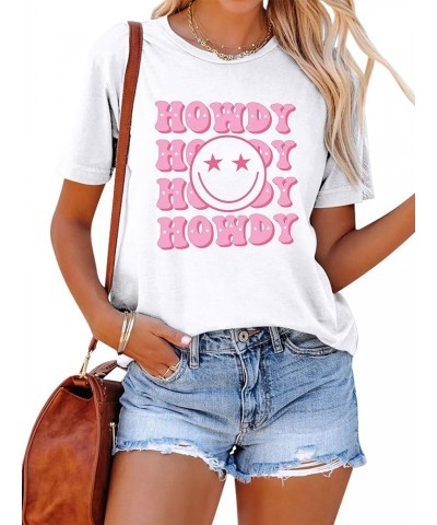 Howdy Happy Graphic Sweatshirt Hip Hop Letter Printing Crew Neck Pullover For Women Z1-white $13.64 Hoodies & Sweatshirts