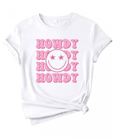 Howdy Happy Graphic Sweatshirt Hip Hop Letter Printing Crew Neck Pullover For Women Z1-white $13.64 Hoodies & Sweatshirts