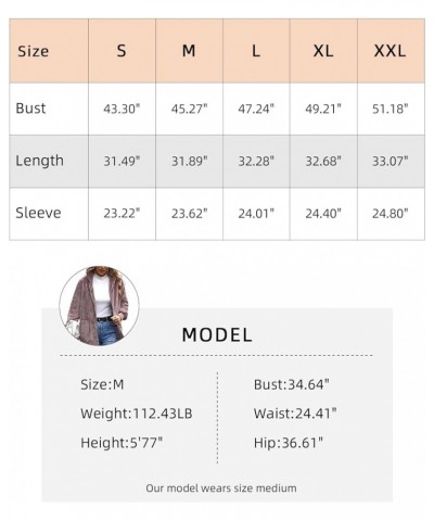 Women Hooded Cardigan Fuzzy Jacket Winter Open Front Fleece Coat Outwear with Pockets Wineplaid $17.00 Jackets