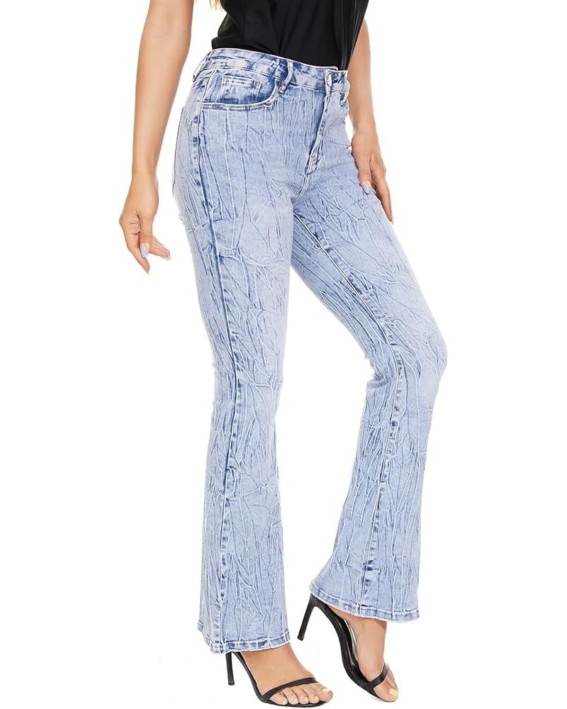 Bell Bottom Jeans for Women High Waisted Stretch Flare Jeans Classic Ripped Blue Denim Pants 270-blue $12.21 Jeans