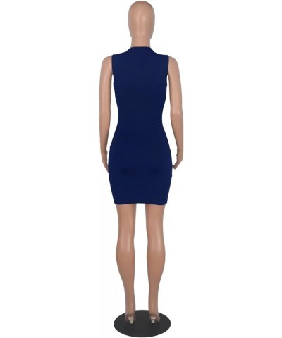 Women's Sexy Studded Hollow Out High Neck Bodycon Mini Club Dress 22-royal Blue $25.25 Dresses