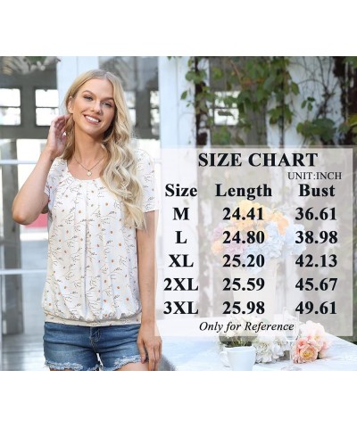 2024 Women's Summer Tunic Tops Short Sleeve Casual Tshirt for Leggings Pleated Loose Blouses Black Carving $10.59 Tops