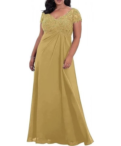 Mother of The Bride Dresses Lace Appliques Chiffon Wedding Guest Dresses for Women Plus Size Long Formal Gowns Gold $48.50 Dr...