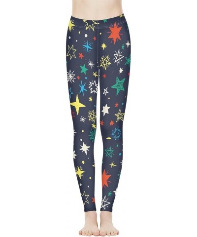 Workout Leggings for Yoga Running Tummy Control, Printed Fitness Tights Pants High Waisted Colorful Star Print $15.67 Leggings