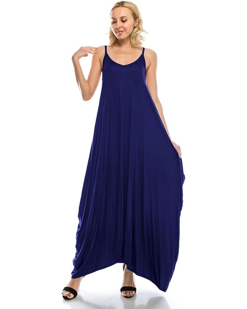 Womens Strap Maxi Long Dresses Casual with Pockets(Size:S-5X) Navy $17.59 Dresses