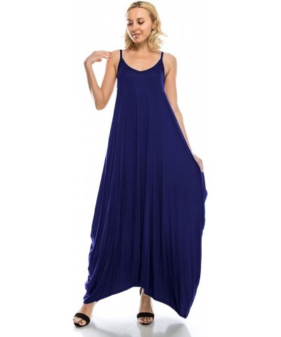 Womens Strap Maxi Long Dresses Casual with Pockets(Size:S-5X) Navy $17.59 Dresses