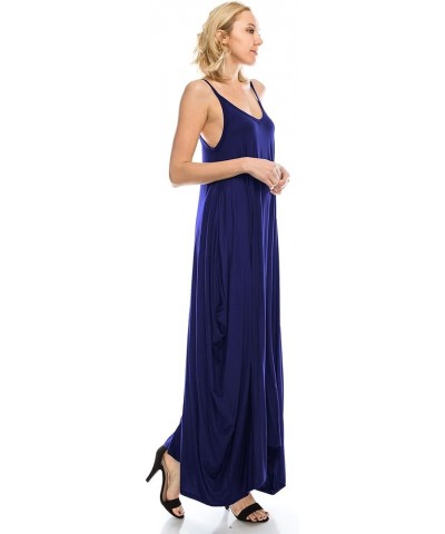 Womens Strap Maxi Long Dresses Casual with Pockets(Size:S-5X) Navy $17.59 Dresses